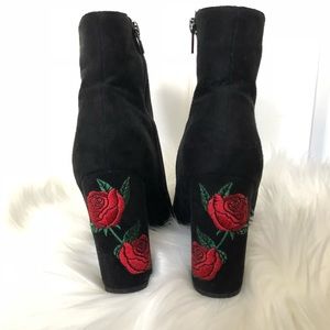 rose embroidered ankle boots